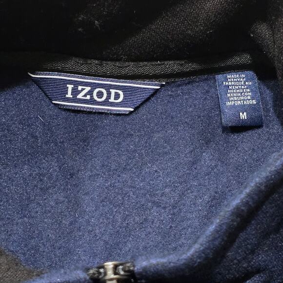 Izod Vest Navy Blue Multi Front Pockets Full Zip Sleeveless Collard Vest Men's - Picture 4 of 8